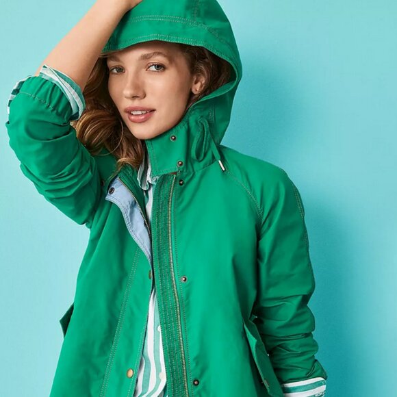 LOFT swingy modern hooded rain jacket green size S - Picture 1 of 16